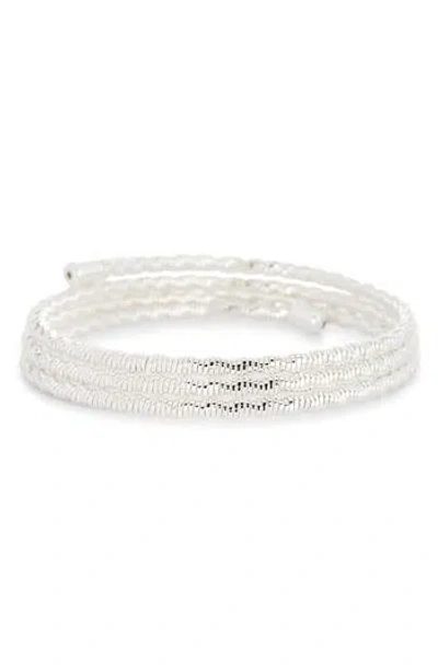 Nordstrom Rack Textured Coil Wrap Bracelet In Silver
