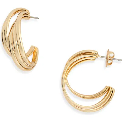 Nordstrom Rack Textured Double Hoop Earrings In Gold