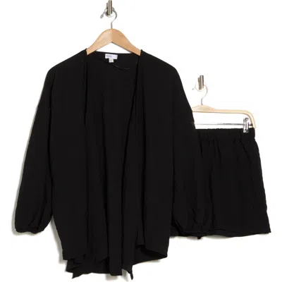 Nordstrom Rack Textured Flowy Cover-up Beach Set In Black