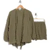 Nordstrom Rack Textured Flowy Cover-up Beach Set In Olive Covert