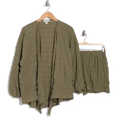 Nordstrom Rack Textured Flowy Cover-up Beach Set In Olive Covert