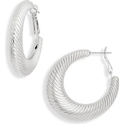 Nordstrom Rack Textured Hoop Earrings In Silver