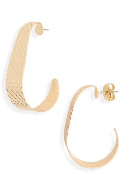 Nordstrom Rack Textured J Hoop Earrings In Gold