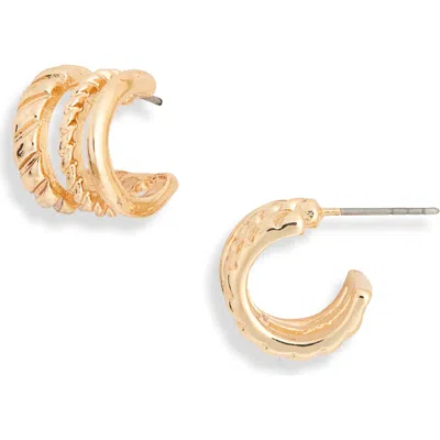 Nordstrom Rack Textured Open Hoop Earrings In Gold