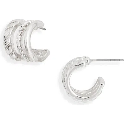 Nordstrom Rack Textured Open Hoop Earrings In Silver