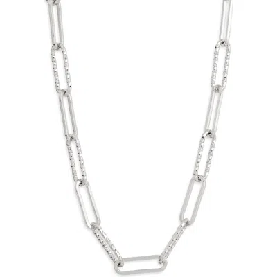 Nordstrom Rack Textured Oval Link Chain Necklace In Silver