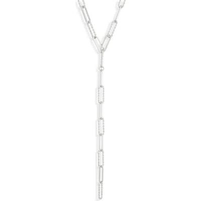 Nordstrom Rack Textured Oval Link Y Necklace In Silver