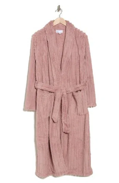 Nordstrom Rack Textured Plush Fleece Robe In Pink Timber