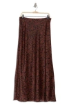 Nordstrom Rack Textured Satin Bias Maxi Skirt In Brown- Black Dried Floral