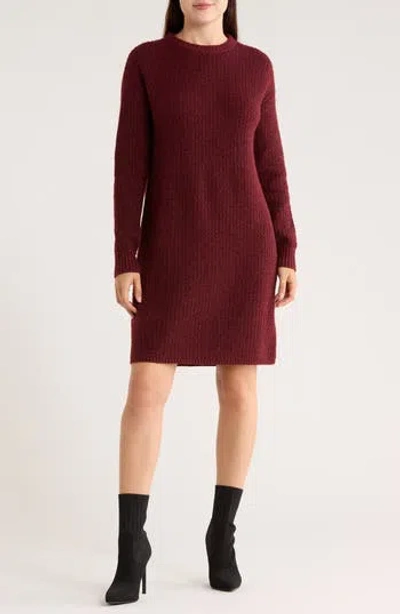 Nordstrom Rack Textured Stitch Long Sleeve Sweater Dress In Burgundy