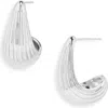 Nordstrom Rack Textured Teardrop Stud Earrings In Silver