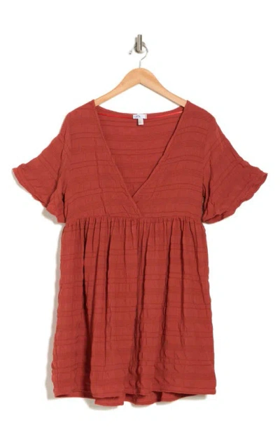 Nordstrom Rack Textured Tunic Cover-up Dress In Rust Spice