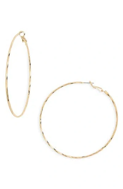 Nordstrom Rack Textured Wire Hoop Earrings In Gold
