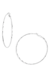Nordstrom Rack Textured Wire Hoop Earrings In Silver
