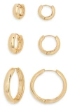 Nordstrom Rack Three-pack Hoop Earrings In Gold