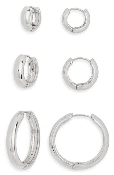 Nordstrom Rack Three-pack Hoop Earrings In Silver