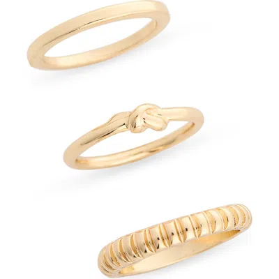 Nordstrom Rack Three-pack Textured Rings In Gold
