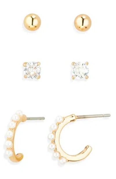 Nordstrom Rack Three-piece Stud & Huggie Earrings Set In Multi