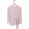 Nordstrom Rack Three Quarter Sleeve Side Tie Knit Top In Pink
