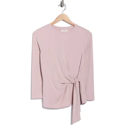 Nordstrom Rack Three Quarter Sleeve Side Tie Knit Top In Pink