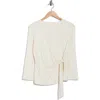 Nordstrom Rack Three Quarter Sleeve Side Tie Knit Top In White