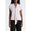 Nordstrom Rack Tie Neck Flutter Sleeve Top In Pink