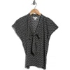 Nordstrom Rack Tie Neck Flutter Sleeve Top In Gray
