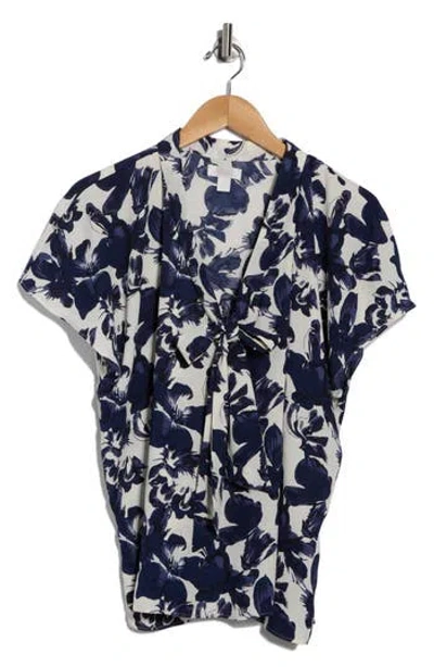 Nordstrom Rack Tie Neck Flutter Sleeve Top In Multi