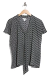 Nordstrom Rack Tie Neck Flutter Sleeve Top In Gray