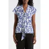 Nordstrom Rack Tie Neck Flutter Sleeve Top In Multi