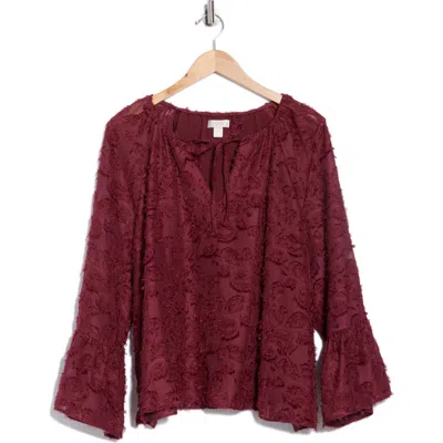 Nordstrom Rack Tie Neck Long Sleeve Top In Burgundy