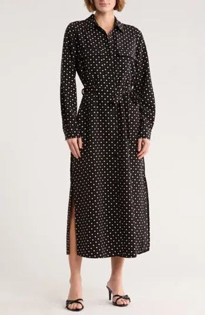 Nordstrom Rack Tie Waist Shirtdress In Black