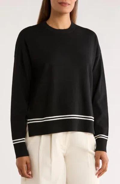 Nordstrom Rack Tipped Crewneck Sweater In Black