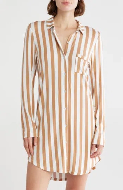 Nordstrom Rack Tranquility Button Front Nightshirt In Brown
