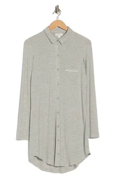 Nordstrom Rack Tranquility Button Front Nightshirt In Gray