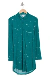 Nordstrom Rack Tranquility Button Front Nightshirt In Green- Ivory Tiny Trees