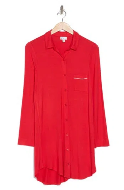 Nordstrom Rack Tranquility Button Front Nightshirt In Red Toreador
