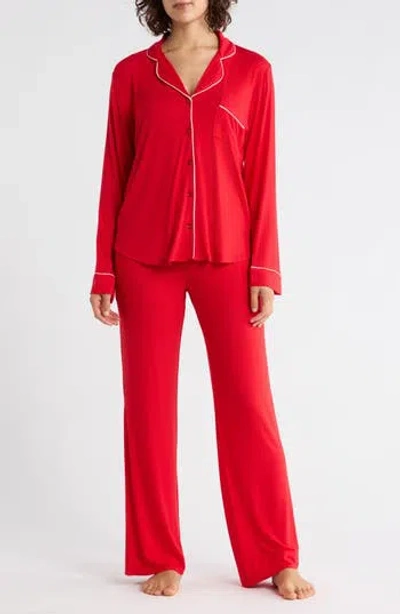 Nordstrom Rack Tranquility Long Sleeve Shirt & Pants Pajamas In Red