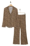 Nordstrom Rack Tranquility Long Sleeve Shirt & Pants Two-piece Pajama Set In Beige Sand Animal Multi