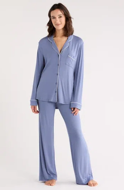 Nordstrom Rack Tranquility Long Sleeve Shirt & Pants Two-piece Pajama Set In Blue