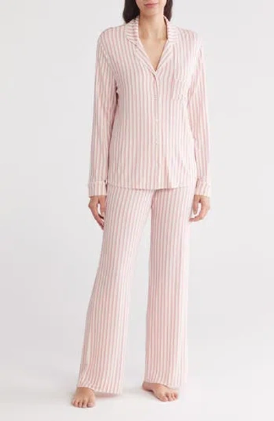 Nordstrom Rack Tranquility Long Sleeve Shirt & Pants Two-piece Pajama Set In Pink Beauty Spring Stripe