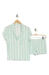 Nordstrom Rack Tranquility Shortie Pajamas In Teal Tide Awning Stripe