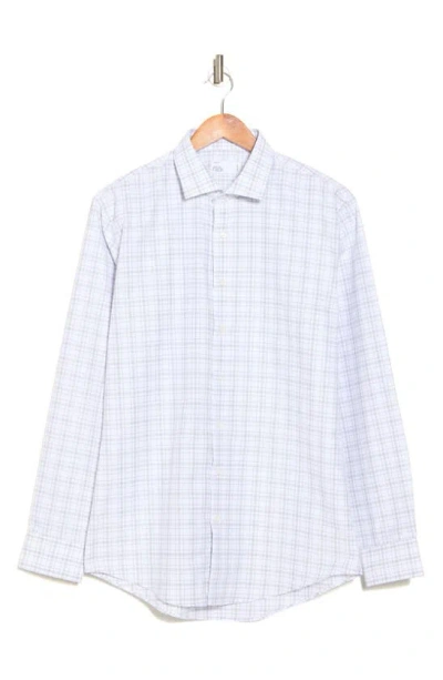Nordstrom Rack Trim Fit Downing Plaid Dress Shirt In White- Grey Downing Plaid
