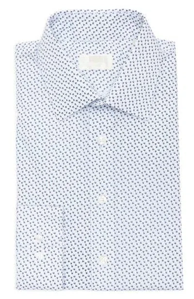Nordstrom Rack Trim Fit Geometric Daisy Non-iron Dress Shirt In Blue