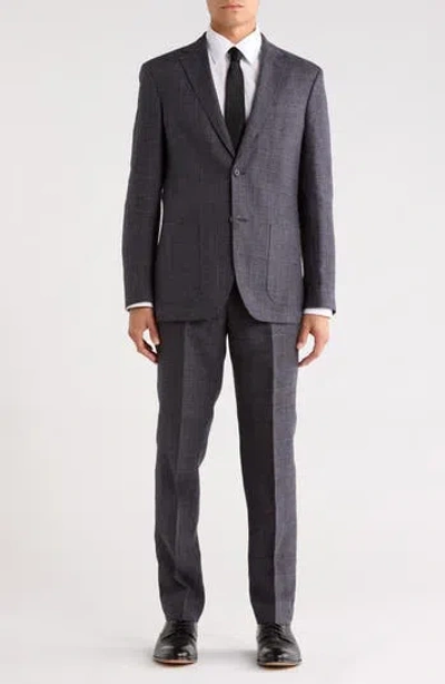 Nordstrom Rack Trim Fit Plaid Linen Suit In Blue