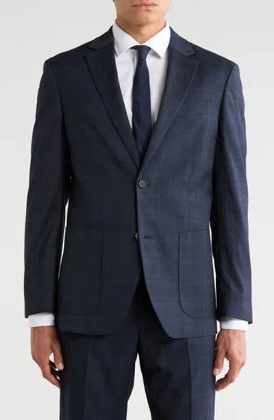 Nordstrom Rack Trim Fit Twill Sportcoat In Navy Check