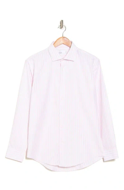Nordstrom Rack Trim Fit Wheeler Stripe Dress Shirt In White- Pink Wheeler Stripe