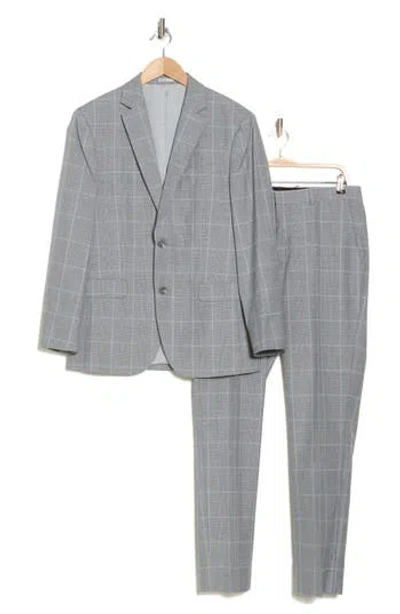 Nordstrom Rack Trim Fit Windowpane Suit In Grey Jaen Plaid