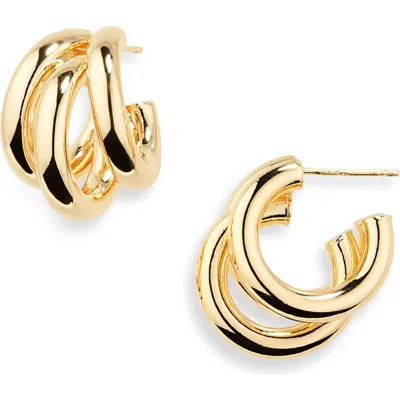 Nordstrom Rack Triple Design Hoop Earrings In Gold