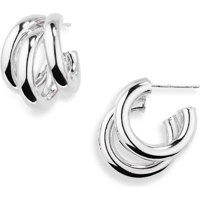 Nordstrom Rack Triple Design Hoop Earrings In White